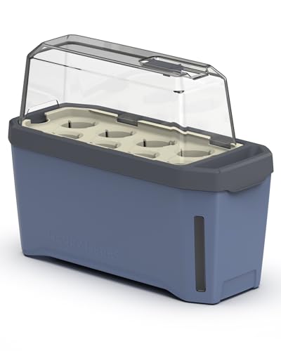 GUSTA GARDEN Harry Herbs 4in1 Kräutertopf Blau - Pflanzentopf - Abnehmbare Anzuchthaube & Bewässerungssystem - 0,5L Wassertank & 5L Erdvolumen von GUSTA GARDEN
