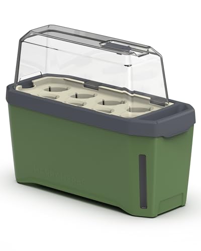 GUSTA GARDEN Harry Herbs 4in1 Kräutertopf Dunkelgrün - Pflanzentopf - Abnehmbare Anzuchthaube & Bewässerungssystem - 0,5L Wassertank & 5L Erdvolumen von GUSTA GARDEN