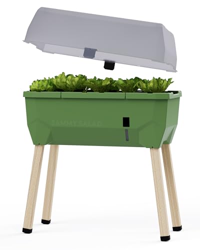 GUSTA GARDEN Sammy Salad Hochbeet Dunkelgrün - Hochbeet Balkon & Garten - Abnehmbare Haube & Bewässerungssystem - 15L Wassertank & 40L Erdvolumen von GUSTA GARDEN