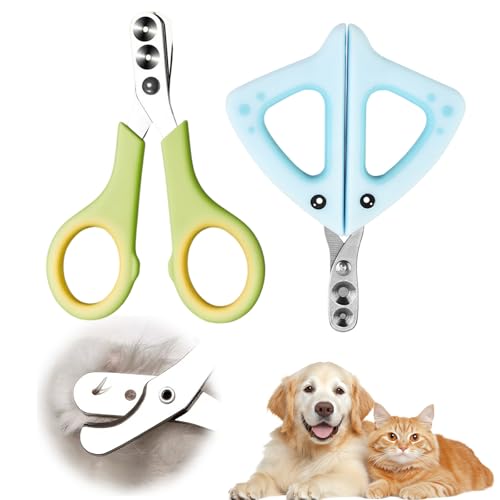 GUSXPPD 2 Stück Krallenschere Katzen, Katzennagelschneider mit 2mm&3mm Loch Nagelknipser für Katzen Hunde Krallenschneider Doppeltes Rundes Lochdesign für Katzen Welpen Kaninchen von GUSXPPD