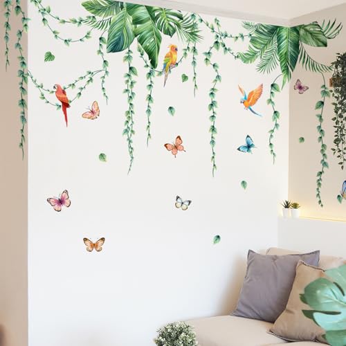 Wandtattoo Tropische Blätter Pflanzen, Wandaufkleber Hängende Rebe Grün Palmen Blätter Vögel, Wanddeko für Wohnzimmer Schlafzimmer Sofa Hintergrund Wandtattoo Tropische Blätter Pflanzen, Wandaufkleber Hängende Rebe Grün Palmen Blätter Vögel, Wanddeko für Wohnzimmer Schlafzimmer Sofa Hintergrund von GUSXPPD