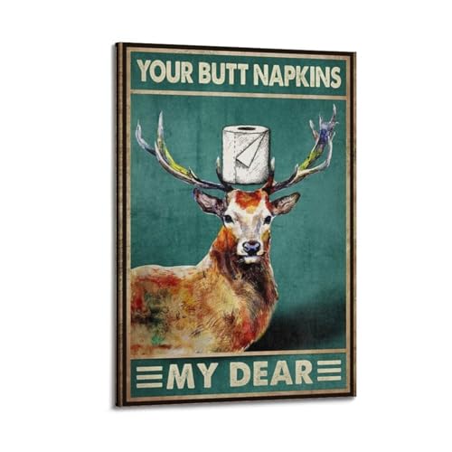 GUTAITER Deer Your Butt Servietten My Dear-Funny Deer Badezimmerschilder, Vintage-Poster, trendige Wandkunst, Leinwanddrucke für Zimmer, ästhetisch, 30 x 45 cm, Rahmenstil GUTAITER Deer Your Butt Servietten My Dear-Funny Deer Badezimmerschilder, Vintage-Poster, trendige Wandkunst, Leinwanddrucke für Zimmer, ästhetisch, 30 x 45 cm, Rahmenstil von GUTAITER