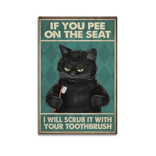 GUTAITER "If You Pee On The Seat", lustige schwarze Katze, Badezimmer-Schilder, Vintage-Poster, trendige Wandkunst, Leinwanddrucke für Zimmer, ästhetisch, 30 x 45 cm, ungerahmter Stil GUTAITER "If You Pee On The Seat", lustige schwarze Katze, Badezimmer-Schilder, Vintage-Poster, trendige Wandkunst, Leinwanddrucke für Zimmer, ästhetisch, 30 x 45 cm, ungerahmter Stil von GUTAITER