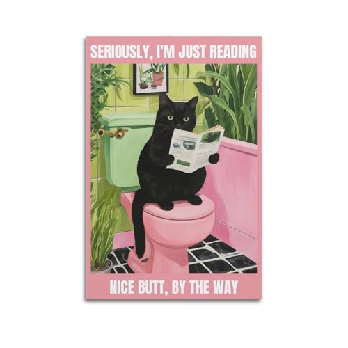 GUTAITER Lustiges Katzen-Badezimmerschild, Vintage-Poster, trendige Wandkunst, Leinwanddrucke für Zimmer, ästhetisch, 50 x 75 cm, ungerahmt, Grün / Rosa GUTAITER Lustiges Katzen-Badezimmerschild, Vintage-Poster, trendige Wandkunst, Leinwanddrucke für Zimmer, ästhetisch, 50 x 75 cm, ungerahmt, Grün / Rosa von GUTAITER