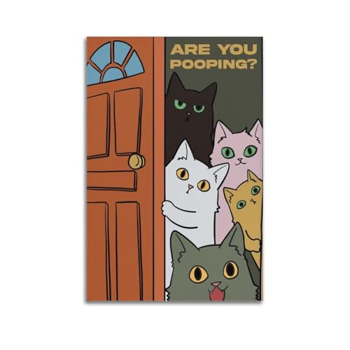 GUTAITER Poster "Are You Pooping Cat", WC-Dekoration, Poster, trendige Wandkunst, Leinwanddrucke für Zimmer, ästhetisch, 40 x 60 cm, ungerahmter Stil von GUTAITER