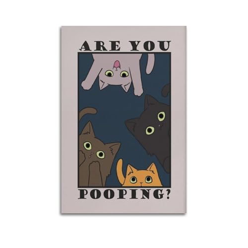 GUTAITER Poster mit Katzen-Motiv "Are You Pooping", WC-Dekoration, Poster, trendige Wandkunst, Leinwanddrucke für Zimmer, ästhetisch, 40 x 60 cm, ungerahmter Stil von GUTAITER