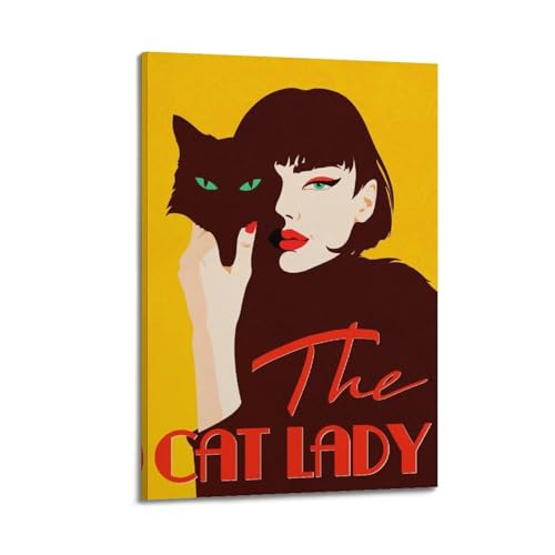 GUTAITER The Cat Lady Vintage-Poster, trendige Wandkunst, Leinwanddruck für Zimmer, ästhetisch, 20 x 30 cm, Rahmenstil GUTAITER The Cat Lady Vintage-Poster, trendige Wandkunst, Leinwanddruck für Zimmer, ästhetisch, 20 x 30 cm, Rahmenstil von GUTAITER