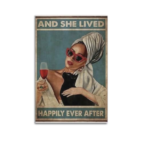 GUTAITER Vintage-Poster mit Aufschrift "And She Lived Happily Ever After", trendige Wandkunst, Leinwanddruck für Zimmer, ästhetisch, 40 x 60 cm, ungerahmter Stil GUTAITER Vintage-Poster mit Aufschrift "And She Lived Happily Ever After", trendige Wandkunst, Leinwanddruck für Zimmer, ästhetisch, 40 x 60 cm, ungerahmter Stil von GUTAITER
