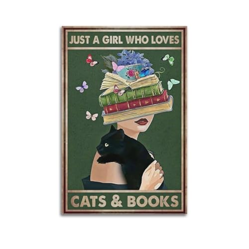 GUTAITER Vintage-Poster mit Aufschrift "Just A Girl Who Loves Cats And Books", trendige Wandkunst, Leinwanddruck für Zimmer, ästhetisch, 30 x 45 cm, ungerahmter Stil GUTAITER Vintage-Poster mit Aufschrift "Just A Girl Who Loves Cats And Books", trendige Wandkunst, Leinwanddruck für Zimmer, ästhetisch, 30 x 45 cm, ungerahmter Stil von GUTAITER