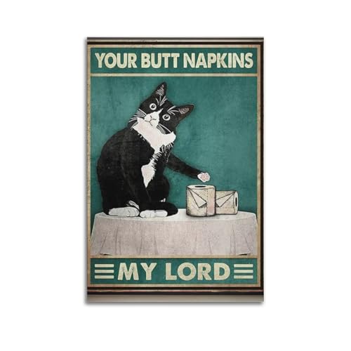 GUTAITER Your Butt Napkins Badezimmerschild mit Aufschrift "My Lord", lustige Katze, Vintage-Poster, trendige Wandkunst, Leinwanddrucke für Zimmer, ästhetisch, 50 x 75 cm, ungerahmter Stil GUTAITER Your Butt Napkins Badezimmerschild mit Aufschrift "My Lord", lustige Katze, Vintage-Poster, trendige Wandkunst, Leinwanddrucke für Zimmer, ästhetisch, 50 x 75 cm, ungerahmter Stil von GUTAITER