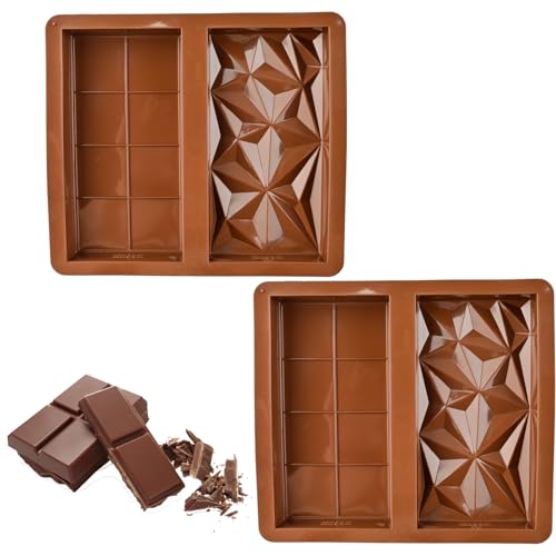 GUTERTOP 2 Stück Silikon Schokoladenform Tafel Tief, Diamant Schokolade Form 19 × 17 CM Zur Herstellung Von Dubai Schokolade Pistazie Verwendet von GUTERTOP