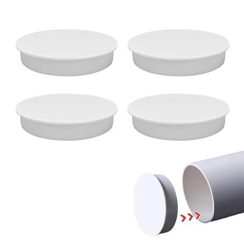 GUTERTOP 4 Stück Lüftungsrohr Abdeckung für Muffenstopfen DN 100- Rohrabdeckung 100mm Rohr Deckel Muffenstopfen DN100 PVC Abdeckkappe Lüftungsrohr Endkappe, UV-beständiger ASA-Kunststoff (Off weiß) von GUTERTOP