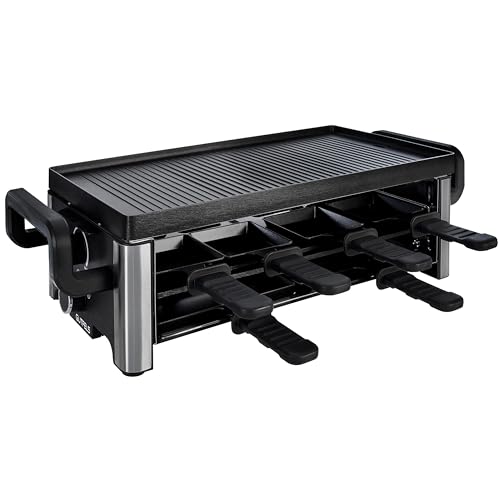 GUTFELS 13-Pfännchen-Raclette RACLETTE 4030 | Raclette Grill 8 Personen | 2100 W | Antihaftbeschichtung | Stufenlose Regulierung | Pizza-Pfännchen von GUTFELS