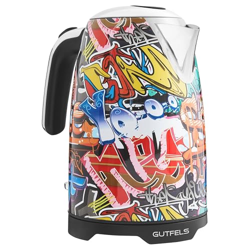 GUTFELS Wasserkocher WATER 3010 G | Elektrischer Wasserkocher 1,7 Liter Graffiti-Style | 2200 Watt | Überhitzungs-und Trockengehschutz | beleuchteter Schalter von GUTFELS