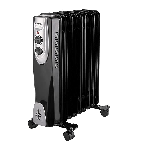 Gutfels HR 32009 sw Öl-Radiator | 3 Heizstufen | 9 Rippen | 2000 Watt Leistung | Schwarz, 5050075 von GUTFELS