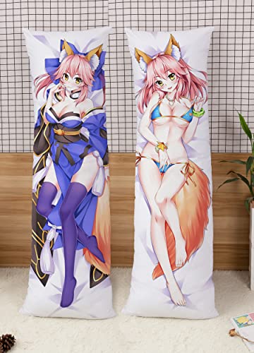 Anime Fate Grand Order Tamamo no Mae Cushion Pillow Case Peach Skin 150x50cm (59in x 19.6in) Apocrypha Bolster Pillowcase von GUTRYIY