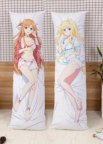 Anime Sword Art Online Yuuki Asuna Cushion Cover Pillow Case Peach Skin 150x50cm (59in x 19.6in) Yuuki Asuna Pillowcase von GUTRYIY