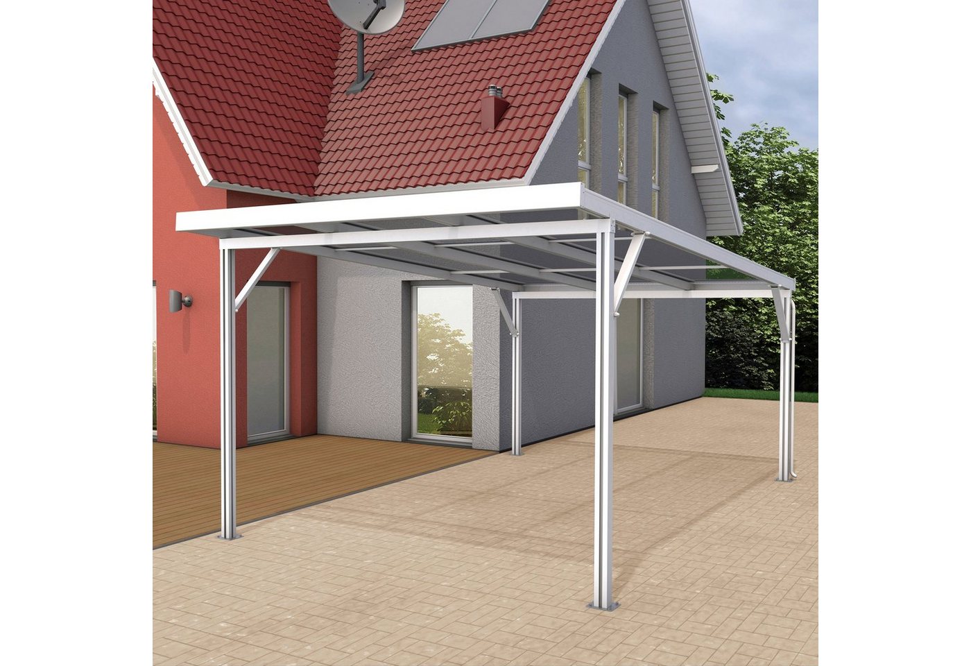 GUTTA Einzelcarport Premium, BxT: 309,4x562 cm, 200 cm Einfahrtshöhe, Dacheindeckung Acryl klar von GUTTA