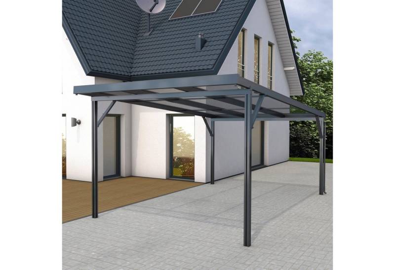 GUTTA Einzelcarport Premium, BxT: 309,4x562 cm, 200 cm Einfahrtshöhe, Dacheindeckung Polycarbonat bronce von GUTTA