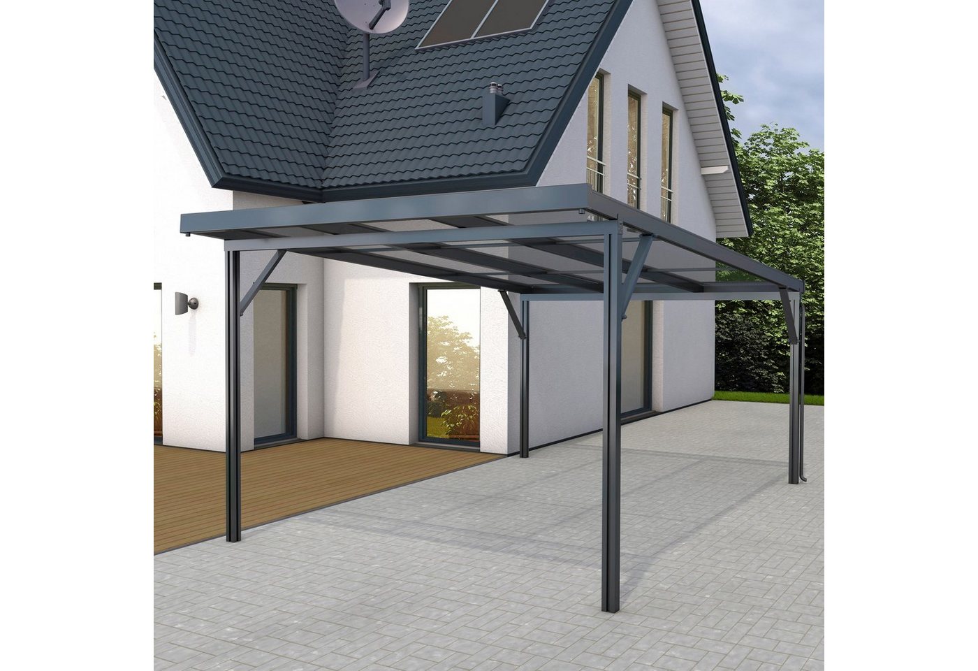 GUTTA Einzelcarport Premium, BxT: 309,4x562 cm, 200 cm Einfahrtshöhe, Dacheindeckung Polycarbonat klar von GUTTA