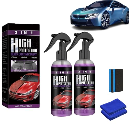 3-in-1 Hochleistungs-schnellauto-beschichtungsspray,3 In 1 Beschichtungsspray Für Auto,High Protection 3in1 Spray,3-in-1 Hoher Schutz Schnelles Auto-Beschichtung Spray,Car Nano Kratzer Spray (A,2pcs) von GUUIESMU