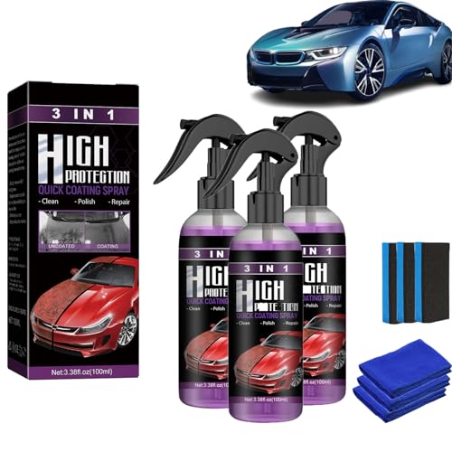 3-in-1 Hochleistungs-schnellauto-beschichtungsspray,3 In 1 Beschichtungsspray Für Auto,High Protection 3in1 Spray,3-in-1 Hoher Schutz Schnelles Auto-Beschichtung Spray,Car Nano Kratzer Spray (A,3pcs) von GUUIESMU