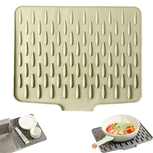 Auslaufsicherer Arbeitsplattenschutz Aus Silikon,abtropfmatte Spüle,Silikon-Abtropfmatte,für Küchenspüle, Badezimmer-Arbeitsplatten, Rutschfestes Design (yellow,1PCS) von GUUIESMU