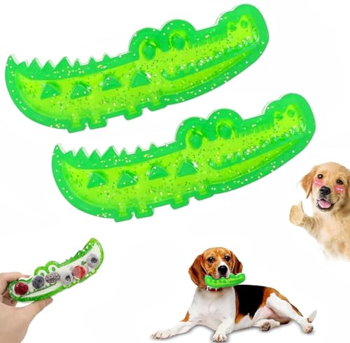GUUIESMU Slow-Feed Chew & Fetch Crocodile Dog Toy,Alligator Treat Dispensing Dog,Dog Slow Feeder Puzzle Toy,Alligator Dog Chew Toy for Large, Medium & Small Dogs Teeth Cleaning (2PCS,Small) von GUUIESMU