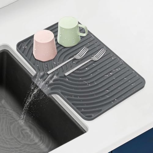 GUUKIN Abtropfmatte, 37,3 x 25,9 cm, Abtropfmatte, leicht zu reinigendes Pad für Arbeitsplatte, multifunktional, Grau GUUKIN Abtropfmatte, 37,3 x 25,9 cm, Abtropfmatte, leicht zu reinigendes Pad für Arbeitsplatte, multifunktional, Grau von GUUKIN