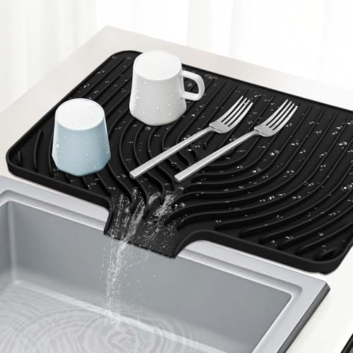 GUUKIN Abtropfmatte, 45 x 30 cm, Abtropfmatte, Küchentheke, leicht zu reinigendes Pad für Arbeitsplatte, multifunktional, Schwarz GUUKIN Abtropfmatte, 45 x 30 cm, Abtropfmatte, Küchentheke, leicht zu reinigendes Pad für Arbeitsplatte, multifunktional, Schwarz von GUUKIN