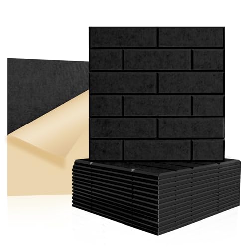 GUUSII HOME Akustikpaneele Akustikplatten Selbstklebend 30*30*1cm Schallisolierung Wand Polyester Schallabsorber Bild Akustik Dämmung Decke Schallschutz Tapete Soundproof (Schwarz, L 18 PCS) von GUUSII HOME