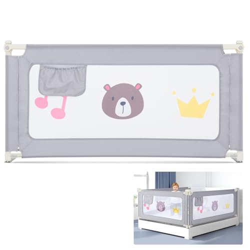 GUUSII HOME Rausfallschutz Bett Bettgitter Kinderbett Bettschutzgitter Elternbett Schutz Rausfallen Kinder Fallschutz 25 Stufen Verstellbare Höhe Hochsicheres Maschine Waschbar Baby Bed Rails(1 Stück von GUUSII HOME