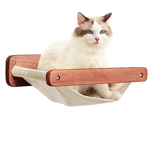 GUUSII HOME Kletterwand Katzen|Katzenhängematte Wand|Katzenliege Wand Katzenmöbel|Hängematte Katzen Wand Liegeplatz|Wandliegebett für Große Katzen|Wandbrett Katze Hält bis zu 18 kg(Braun) von GUUSII HOME