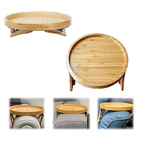 GUUTOP Sofa Tablett Tisch, Holz Sofa Armlehne Tablett, Faltbare Runde Couch Tablett Tisch zum Servieren von Getränken & Essen auf Bar Wohnzimmer Zuhause Esstisch von GUUTOP