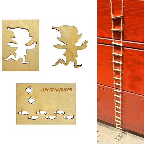 Weihnachtswichtel-Fußabdruck-Schablonenset – Wiederverwendbare Holzschablone für zauberhafte Weihnachtsdekoration. Gestalten Sie Elfen- und Zwergen-Fußabdrücke an Fenstern, Böden und Wänden (Style B) von GUUZETU