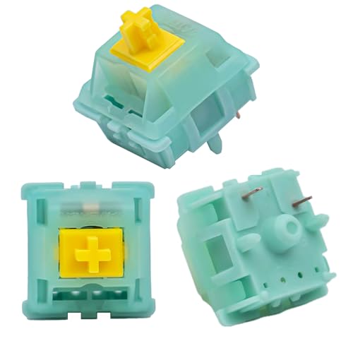 Gateron Jade Series Jade Yellow Pro V3 Linear Keyboard Switch,5-Pin 55gf Pre-lubed Gaming Keyboard Switch Compatible with All MX Mechanical Keyboard(72PCS,Jade Yellow) von GUYEKS