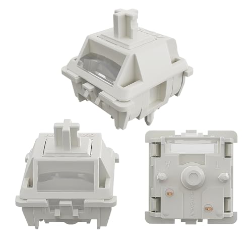 Gateron Smoothie Creamy White Full POM Keyboard Switches,5-Pin Linear pre lubed,40gf,RGB LED,Suitable for MX Mechanical Keyboards(72 Stück) von GUYEKS