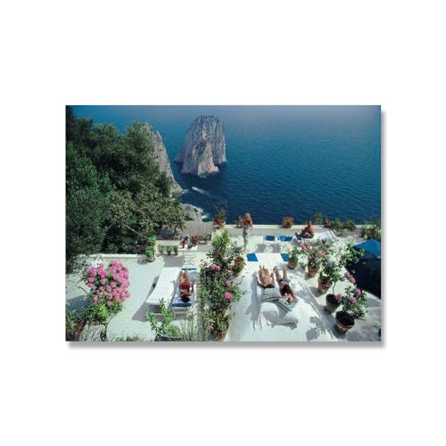 GUYFAM Slim Aarons Poster Poolside Glamour Wandkunst Fotografie Leinwand Gemälde Slim Aarons Poolside Glamour Drucke Home Decor Bild 60x80cm Kein Rahmen von GUYFAM