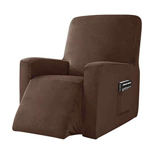 GUYIRT 1 Stück Relaxsessel Bezüge, Samtstretch Sofaüberwurf Luxuriös Sesselhusse Universal Schonbezug Möbelschutz mit Elastischer Boden-und Seitentasche-6 von GUYIRT