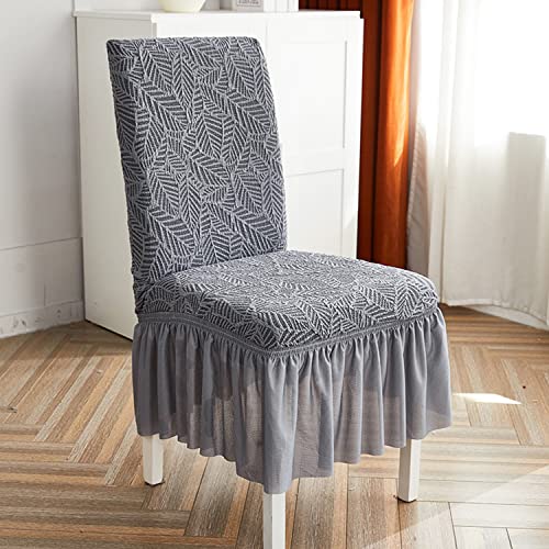 GUYIRT 2 4 6 STK Stuhlhussen für Esszimmerstühle Elegante Stuhlhussen mit Rock Waschbar Anti-Staub-Sitzschutz für Home Party Hotel Hochzeitszeremonie-grau-6er-Set von GUYIRT