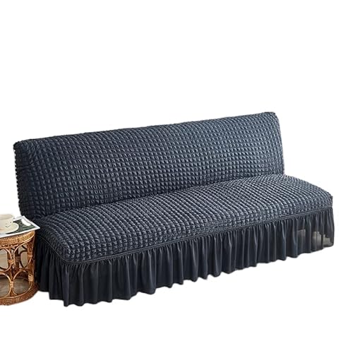 GUYIRT Armless Schlafsofa Bezüge mit Rock, Sofabezug 3 Sitzer ohne Armlehne, rutschfest, Spandex Waschbar Armlose Sofabettbezug für Wohnzimmer Schlafzimmer-grau-Groß (190-210 cm) von GUYIRT