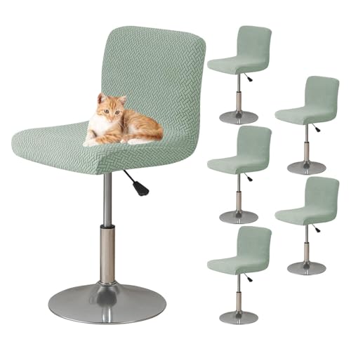 GUYIRT Bar-Stuhlhussen mit Rückenlehne, 2er, 4er, 6 Stück, quadratisch, für Esszimmerstühle, für Katzen, Hunde und Kinder (Grün, 6er-Set) von GUYIRT