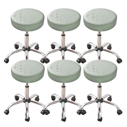 GUYIRT Barhocker-Bezug, wasserdicht, rund, Sitzkissenbezüge, Leder, Barhocker-Bezüge, Schonbezüge für Esszimmer, Büro, Bankett (Hellgrün, 6 Stück) von GUYIRT