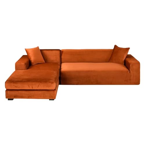 GUYIRT Couch Überwurf L Form Kratzfest Katzen, L Förmiger Sofabezug, Sofa Überzug Ecksofa Samt, Sofabezug Ecksofa L Form Stretch, Waschbar (Kaffee,3+3 Sitzer) von GUYIRT