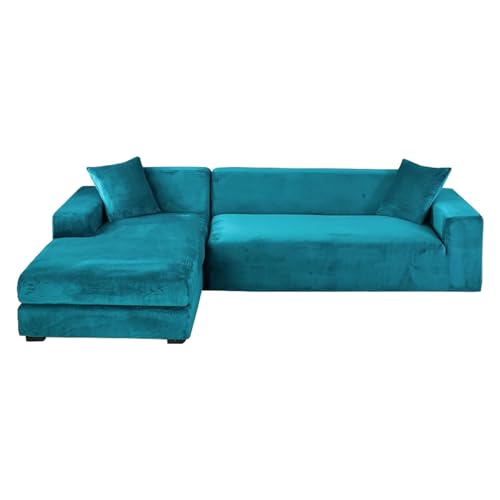 GUYIRT Couch Überwurf L Form Kratzfest Katzen, L Förmiger Sofabezug, Sofa Überzug Ecksofa Samt, Sofabezug Ecksofa L Form Stretch, Waschbar (blau,3+2 Sitzer) von GUYIRT