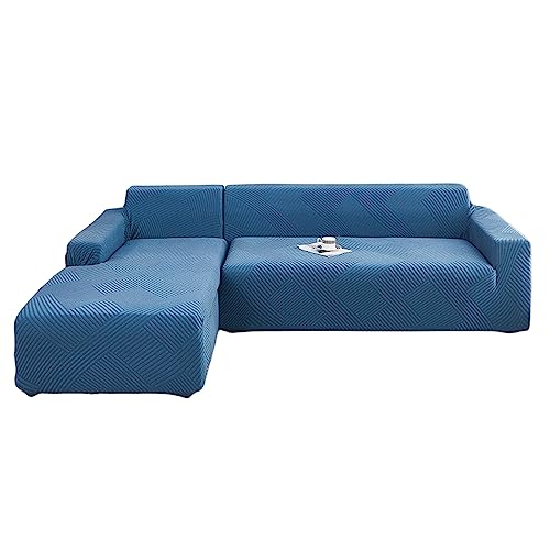 GUYIRT Couch Überwurf L Form Kratzfest Katzen, Sofa Überzug L Form, Sofabezug Ecksofa L Form, Sofa Abdeckung rutschfest, Für Wohnzimmer (blau,3+2 Sitzer) von GUYIRT