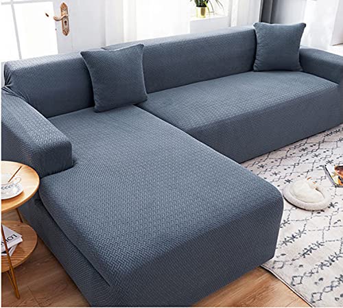 GUYIRT Hochelastischer Jacquard Sofabezug Dick Sofabezug L Form Sofa Überwürfe Stylist Modulare Sofabezug Möbel Protector Für Wohnzimmer -dunkelgrau-3-Sitzer + 3-Sitzer von GUYIRT