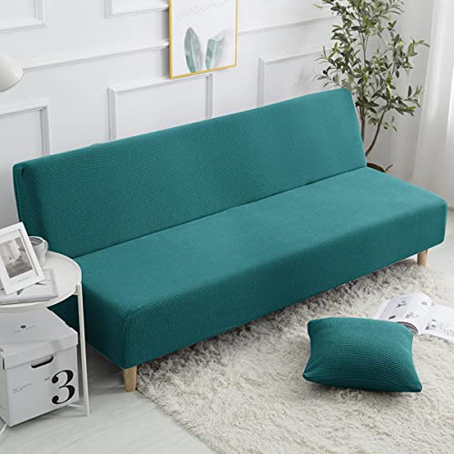 GUYIRT Jacquard Armless Schlafsofa-Bezüge Stretch-Spandex Sofabezug Armlose Abnehmbar Sofabezug Ohne Armlehnen Möbelschutz Waschbarer Couchbezug -Wasser blau-Groß (190-220 cm) von GUYIRT