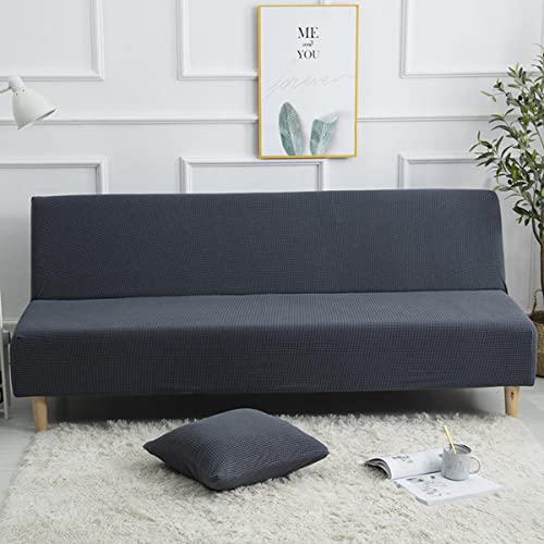 GUYIRT Jacquard Armless Schlafsofa-Bezüge Stretch-Spandex Sofabezug Armlose Abnehmbar Sofabezug Ohne Armlehnen Möbelschutz Waschbarer Couchbezug -dunkelgrau-Mittel (160-190 cm) von GUYIRT