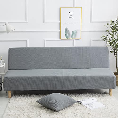 GUYIRT Jacquard Armless Schlafsofa-Bezüge Stretch-Spandex Sofabezug Armlose Abnehmbar Sofabezug Ohne Armlehnen Möbelschutz Waschbarer Couchbezug -hellgrau-Groß (190-220 cm) von GUYIRT